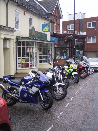 Lined up outside shop for a Bike Safe Course