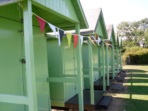 Bunting on beach huts
