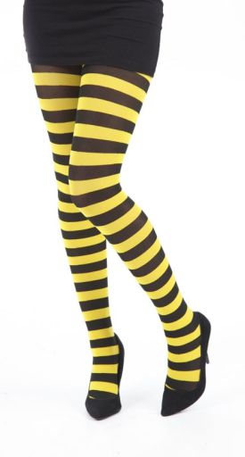 Yellow and Black striped opaque tights