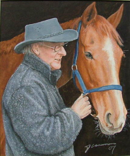 painting of Ron Cameron and Blue