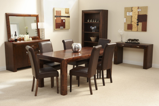 Convex darkwood dining furniture, living room furniture and bedroom furniture.