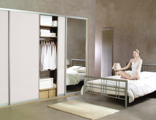 Metal Taupe Glass doors, single panel