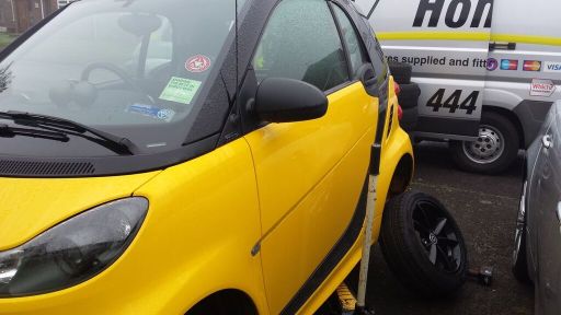 New Yokohama tyres being fitted to this Smart car in Goring