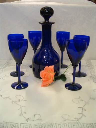 Hand Blown decanters and Wine Glasses by Bristol Blue Glass South West