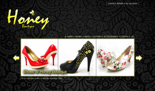 Honey Boutique website screenshot