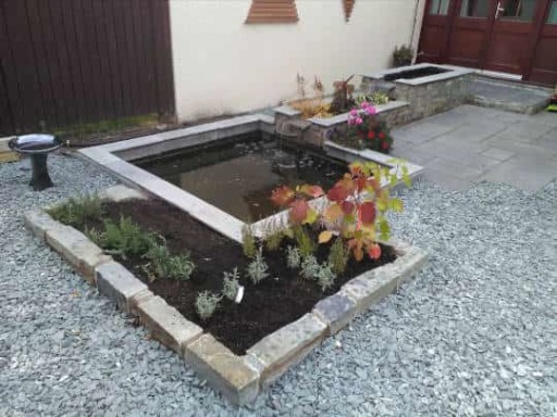 landscape gardeners - raised pond and garden patio