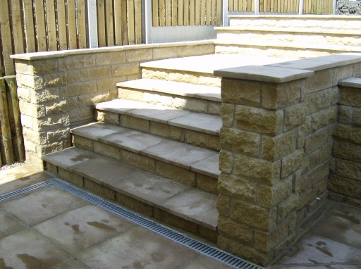 Paving steps.