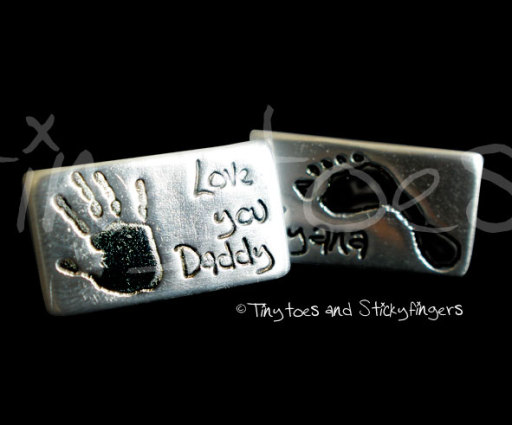 Tinytoes and Stickyfingers message hand and footprint cufflinks