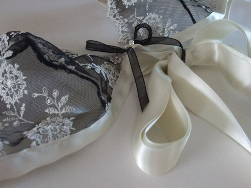 Black and Ivory Lace Bra