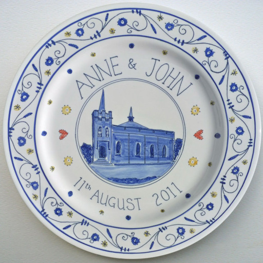 Hand painted wedding plate