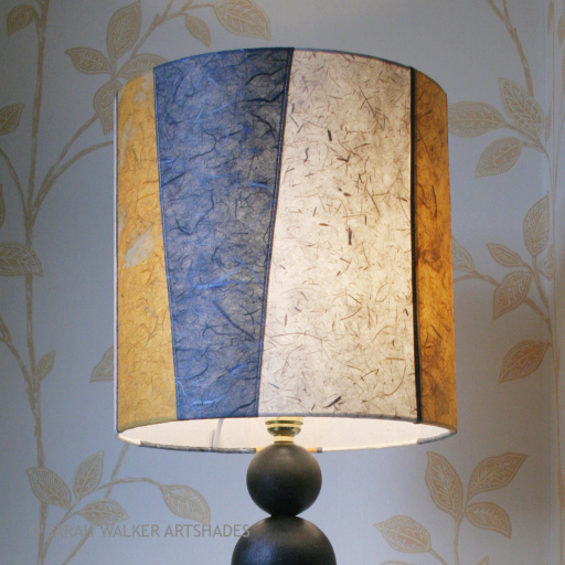 Grey and mustard striped lampshade