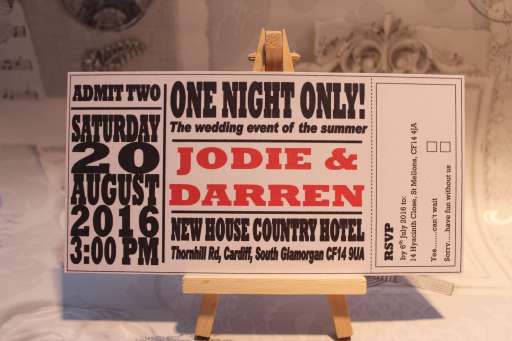 Concert ticket style invite with tear off RSVP