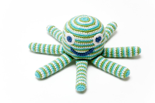 Knitted Octopus blue and green