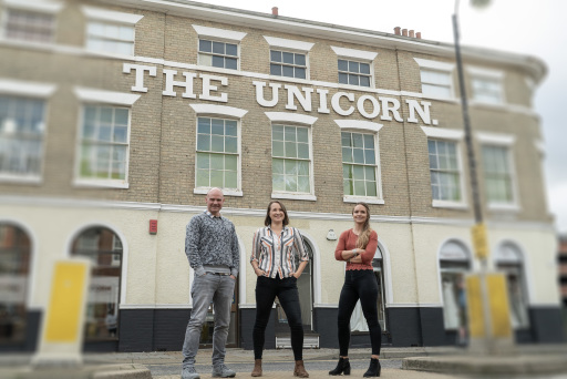 Team Cheddar outside Unicorn Studios Ipswich