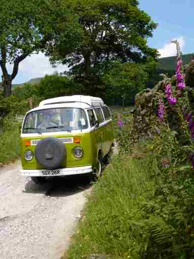 green dormobile vw camper van