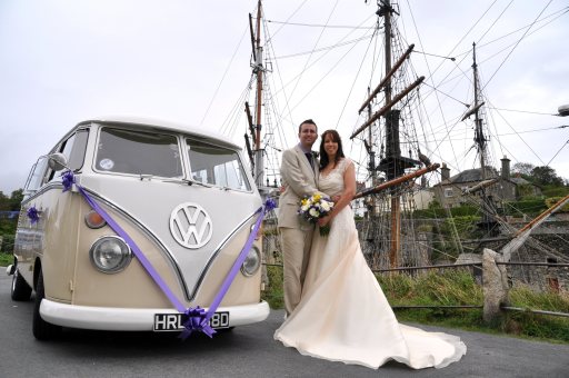 Travelling in style - camper van couple in Charlestown, Cornwall