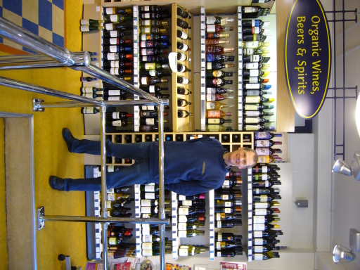 Paul infront of our Organic wines, beers, ciders and spirits.