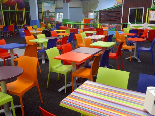 Dalscone Farm Fun - Iris technopolymer chairs and anodised metal table bases with melamine tops