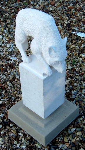 Wolf on finial. Bath stone. H.500mm