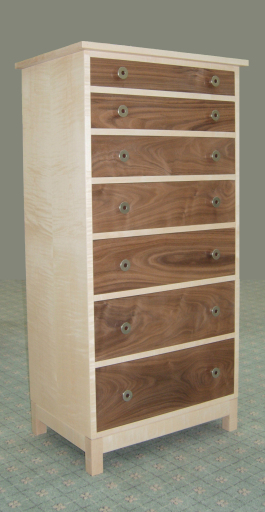 Graduated Chest of Drawers in ripple sycamore, American black walnut & cedar of Lebanon