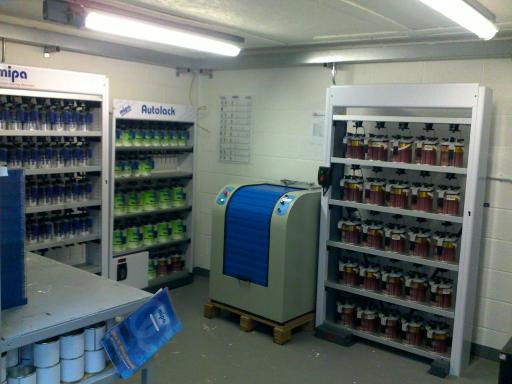 Paint mixing room - We cna mix car paints, industrial paints and aerosols