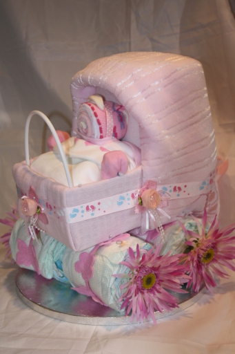 PINK PRAM NAPPY CAKE