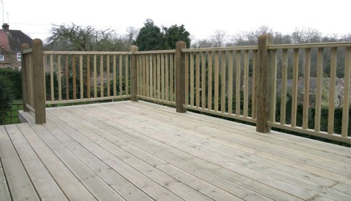 Grooved Garden Decking with Handrail