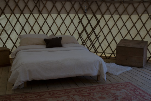 Comfortable futons at Yurt Holidays at Yalding Gardens, Kent