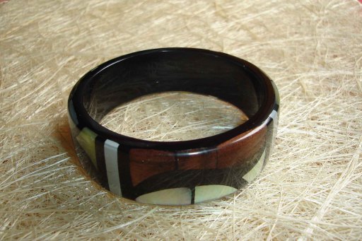 Conch Shell and wood Resin Bangle