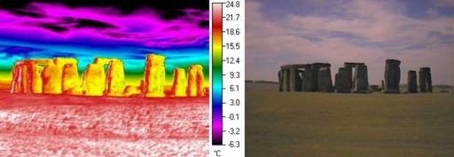Stonehenge, thermal and visual image