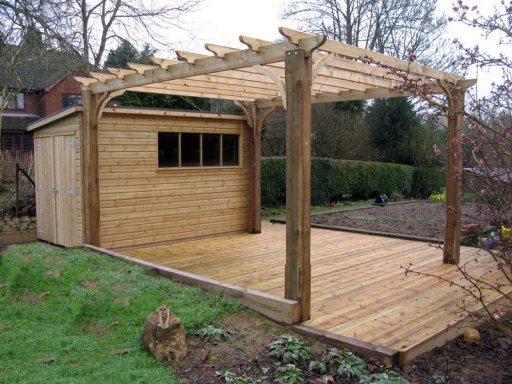 Garden Pergola with Shed