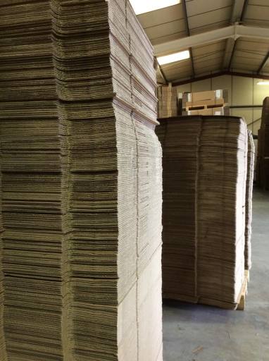 Palletised corrugated packaging manufactured on site
