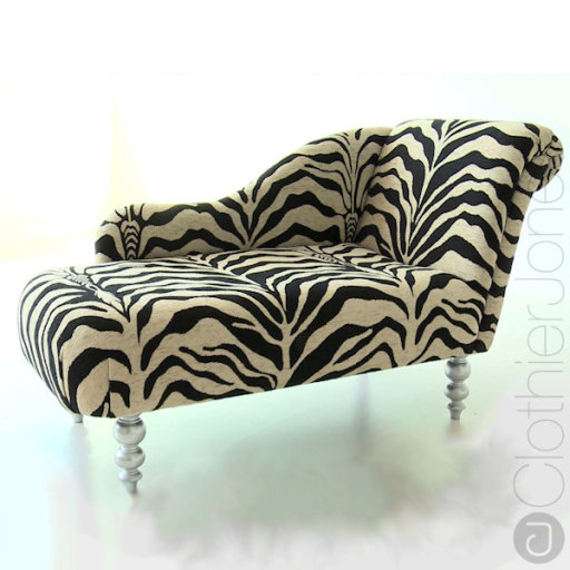 Chaise Longue in Zebra Print Fabric