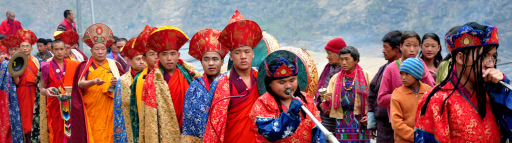 Religious dance tsechu at Gom Kora Bhutan
