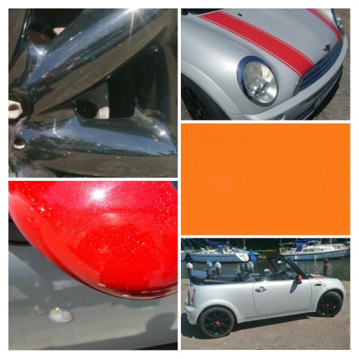 Multi colour fleck underneath silver white.