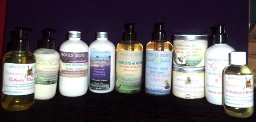 Some products Argylls Secret Organic Skin care Handmade in small batches