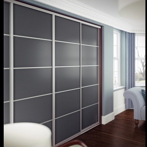 Grey Metal Glass doors with decor bars