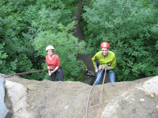 Start of abseil at Wodens Face Borrowdale
