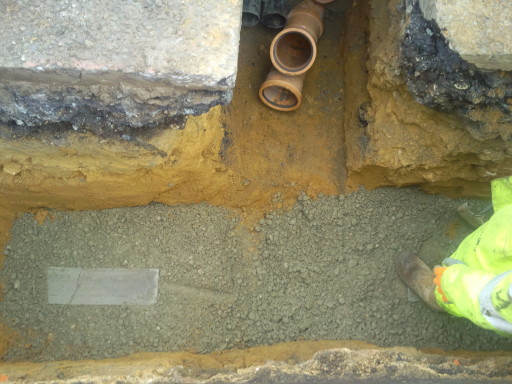 This is a Y connection that we have put onto the pipe ready to connect 2 gully pots in the road