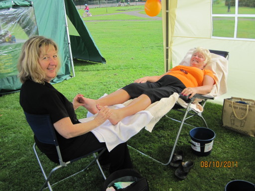 Pampering clients after a sponsored walk
