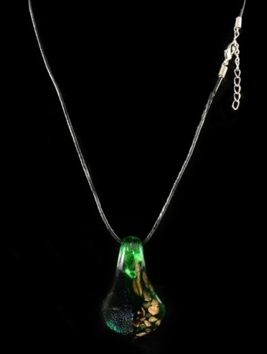 Hand Made Glass Pendent on a Black Leather Cord