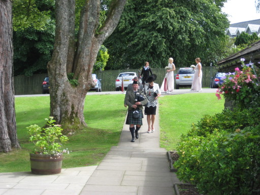 wedding piper walking down the aisle