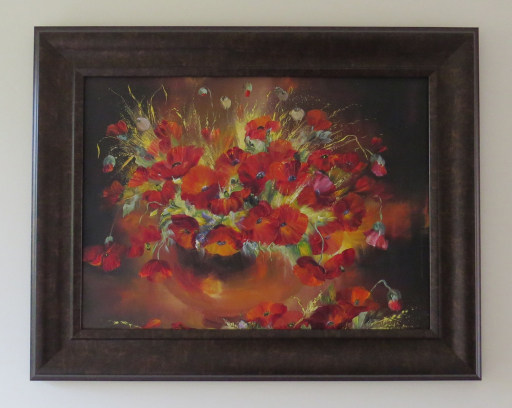 Specialist art glass reduces the reflections caused by a dark artwork.