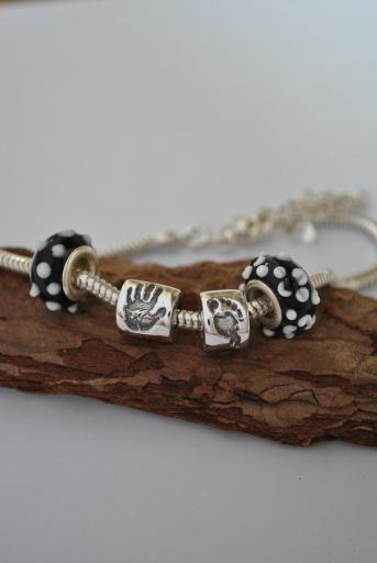 Pandora style beads, silver handmade for bracelet, keepsake jewellery.