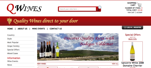 Home page www.qwines.co.uk