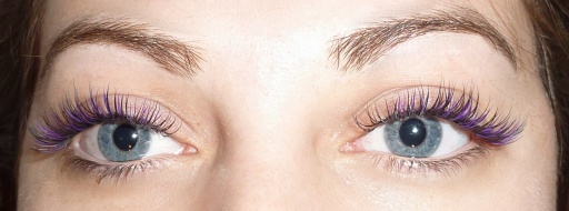 Couture lash extensions with purple flashes