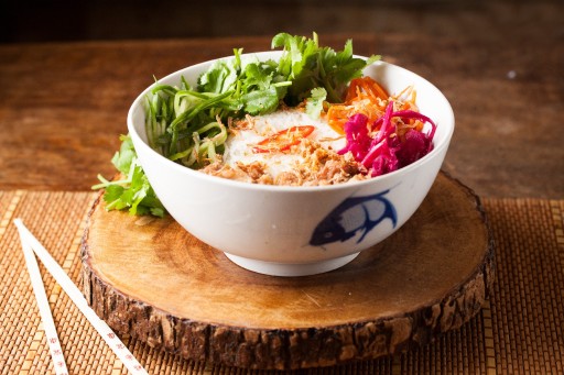 Noodles with pickles and salad
