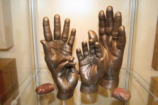 Family Stone Hand Statues Painted Bronze