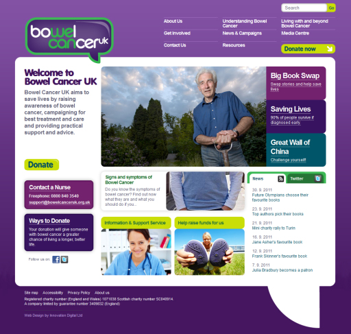 Web design for Bowel Cancer UK from leading Glasgow digital agency.
