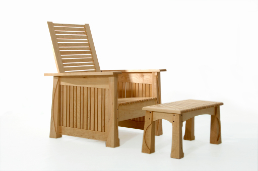 Reclining Chair and Footstool in American Maple